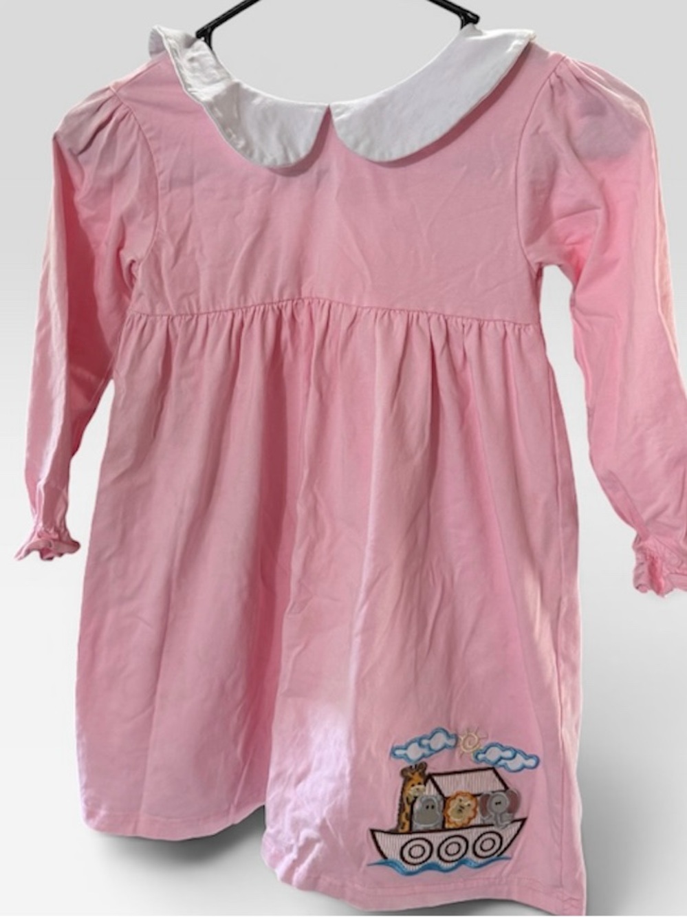 Pink Long Sleeve Dress with White Peter Pan Collar